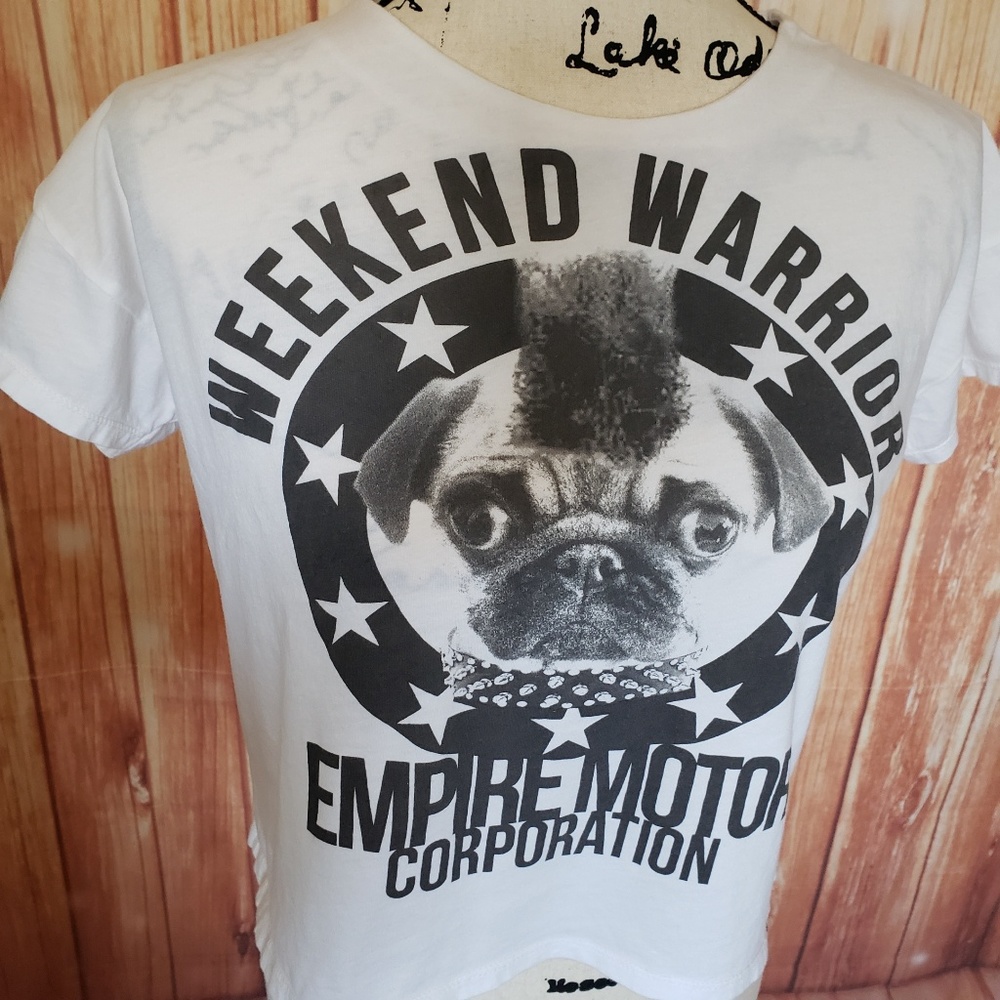 Zara Trafaluc Crop Top Weekend Warrior Graphic Sml